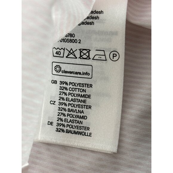 H&M Womens Pink White Striped Button Front Top Blouse Size 14 Semi Sheer - Picture 6 of 7